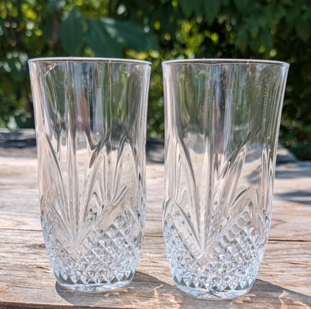 Set of 2 Cristal de Flandre Salzburg Highball Glasses 5.5" France